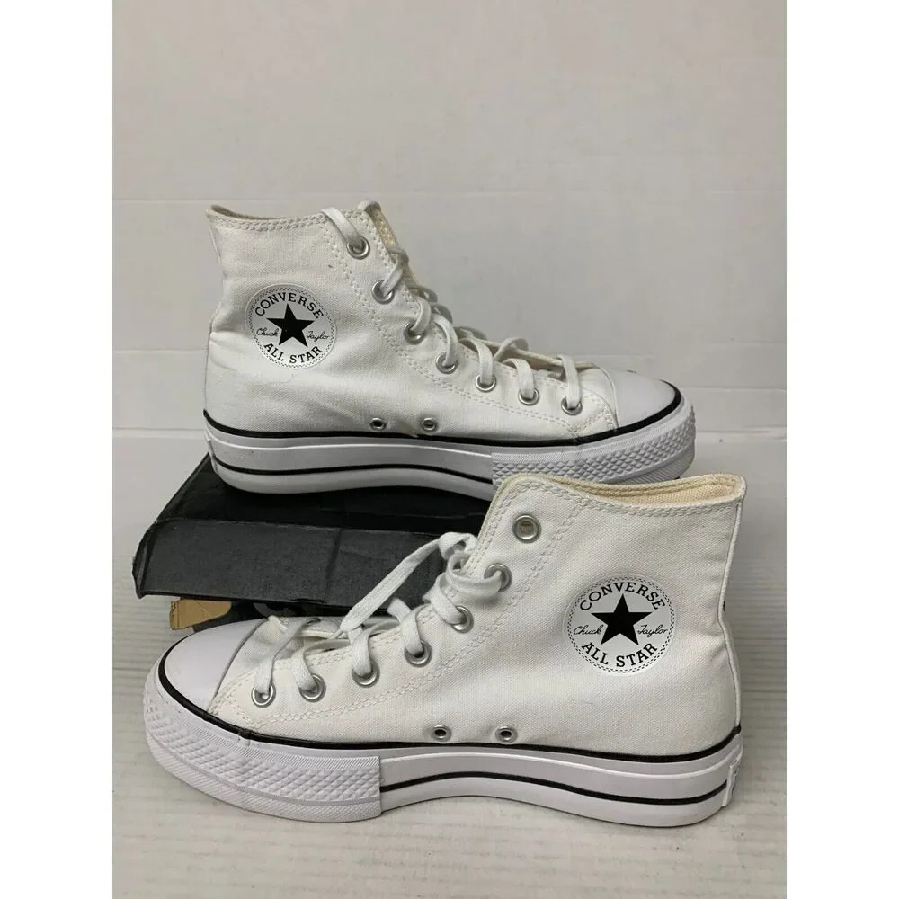 -672 Converse All Star High Top, Lift, White-US 8.5 Womens NWOT